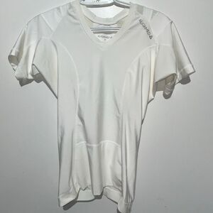 AlignMed Women's White V-neck Short Sleeve Pullover Posture Shirt Medium